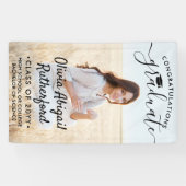 Afstuderen foto's en elegant zwart script, lesjaar spandoek (Horizontaal)