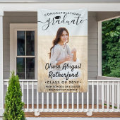 Afstuderen foto's en elegant zwart script, lesjaar spandoek