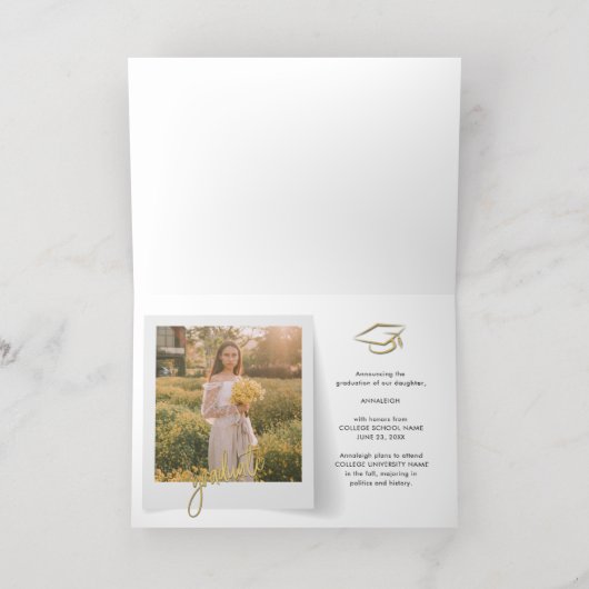 Afstuderen Foto's Gold Foil Afstudeerder 2025 Aank Folie Wenskaart (Binnenlaag)