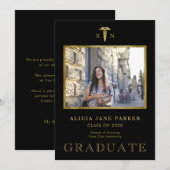 Afstuderen foto's gouden zwart aankondiging (Voorkant / Achterkant)