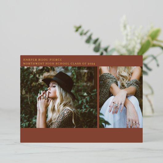 Afstuderen Foto's Line Art Terracotta Aankondiging (Staand Voorkant)