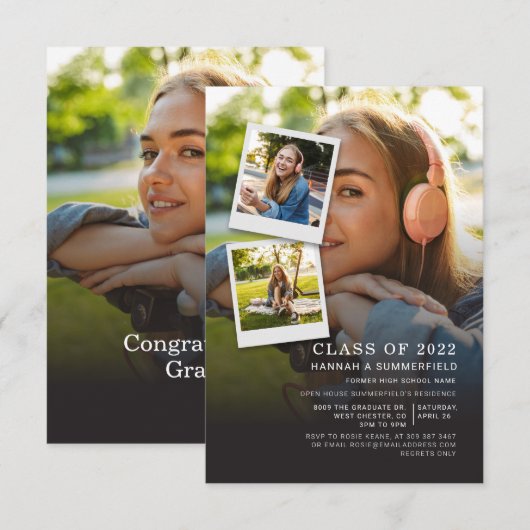 Afstuderen Foto's Modern Afstudeerder 2025 Party Kaart (Voorkant / Achterkant)