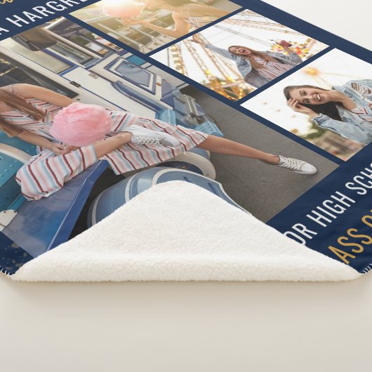 Afstuderen Foto's Navy Blue Afstudeerder 2025 Sherpa Deken (3/4)