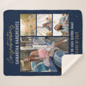 Afstuderen Foto's Navy Blue Afstudeerder 2025 Sherpa Deken (Voorkant (horizontaal))