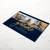 Afstuderen Foto's Navy Blue Gold Foil Aankondiging (Gedraaid)