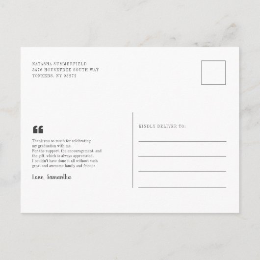 Afstuderen fotoscript bedankt briefkaart (Achterkant)