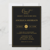 Afstuderen fotoscript Gold Black Invitation Kaart (Achterkant)