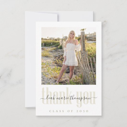 Afstuderen Fotosjabloon Gold Script Aangepast Bedankkaart (Voorkant)