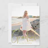 Afstuderen Fotosjabloon Goud Typografie Script Kaart (Voorkant)