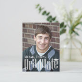 Afstuderen Fotouitnodiging Eenvoudig Aangepast Briefkaart (Staand voorkant)