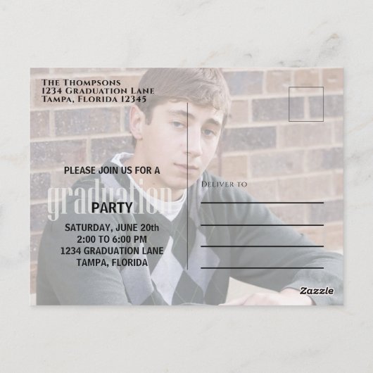 Afstuderen Fotouitnodiging Eenvoudig Aangepast Briefkaart (Achterkant)