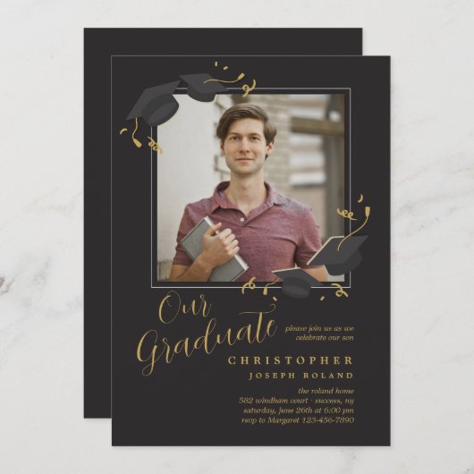 Afstuderen Fotouitnodiging Kaart (Voorkant / Achterkant)