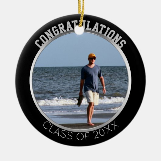Afstuderen fotoversiering | Black Silver Keepomwil Keramisch Ornament (Voorkant)