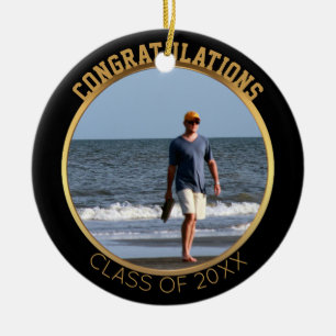 Afstuderen fotoversiering   Zwart-gouden keepalk Keramisch Ornament
