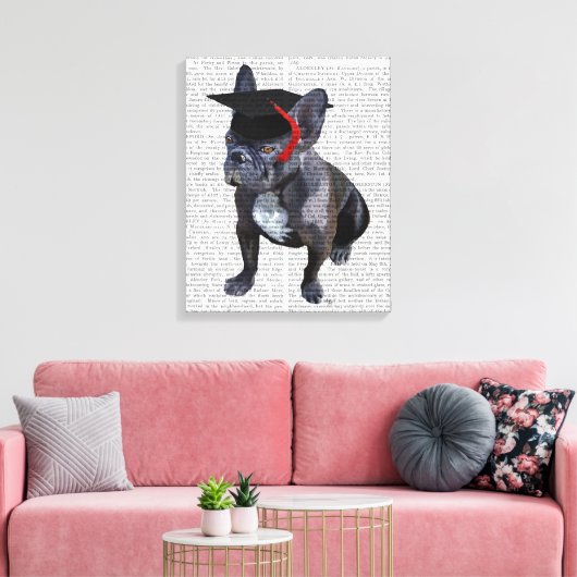 Afstuderen French Bulldog Canvas Afdruk (Insitu (Woonkamer))