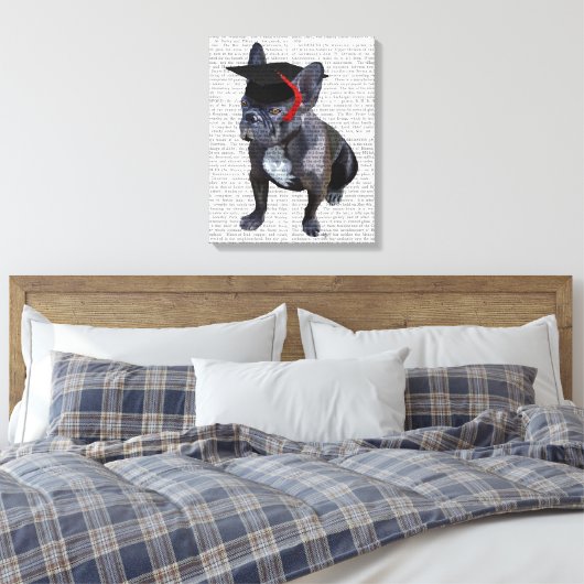 Afstuderen French Bulldog Canvas Afdruk (Insitu (Slaapkamer))