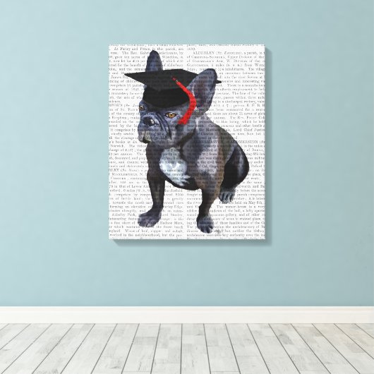 Afstuderen French Bulldog Canvas Afdruk (Insitu (Houten vloer))