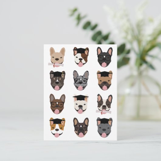 Afstuderen French Bulldog Faces Briefkaart (Staand voorkant)