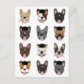 Afstuderen French Bulldog Faces Briefkaart (Voorkant)