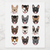 Afstuderen French Bulldog Faces Wijn Etiket (Enkel label)