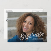 Afstuderen Full Photo Brush Script 2-zijdig feest Uitnodiging Briefkaart (Voorkant / Achterkant)