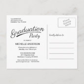 Afstuderen Full Photo Brush Script 2-zijdig feest Uitnodiging Briefkaart (Achterkant)