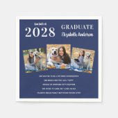 Afstuderen Fun Facts Foto Collage Blue Afstuderen Servet (Voorkant)