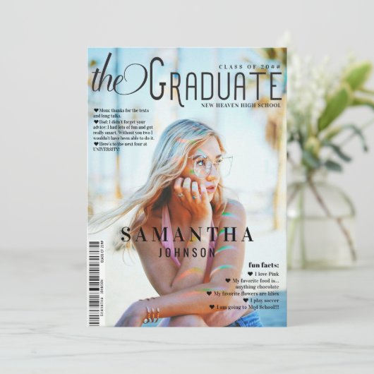 Afstuderen Fun Facts Magazine Stijl Afstuderen Aankondiging (Staand voorkant)