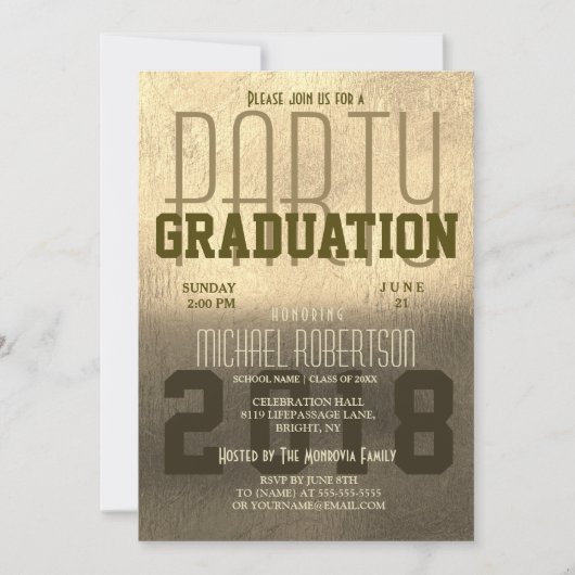 Afstuderen Fun Faux Gold Foil Metallic Kaart (Voorkant)