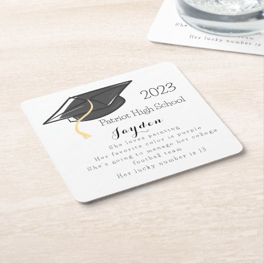 Afstuderen Fun Fees Afstudeerder Pet Aangepast Kartonnen Onderzetters (Schuin)