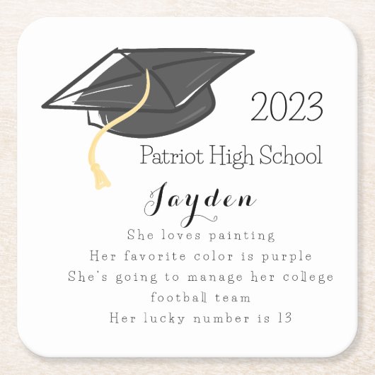 Afstuderen Fun Fees Afstudeerder Pet Aangepast Kartonnen Onderzetters (Voorkant)