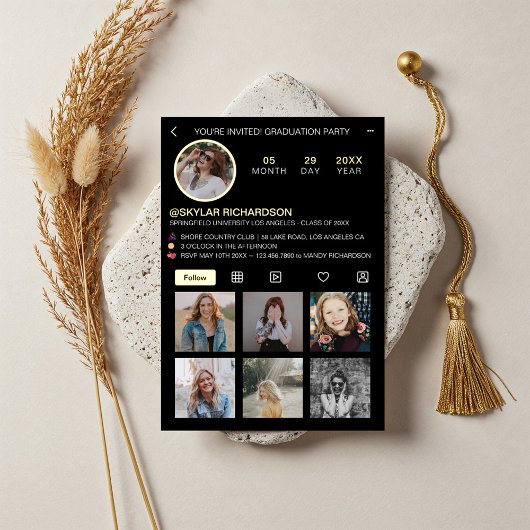 Afstuderen Fun Instagram Social Media Afstudeerder Folie Uitnodiging