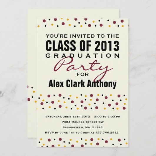 afstuderen Fun Party Invitation 2013 Kaart (Voorkant / Achterkant)