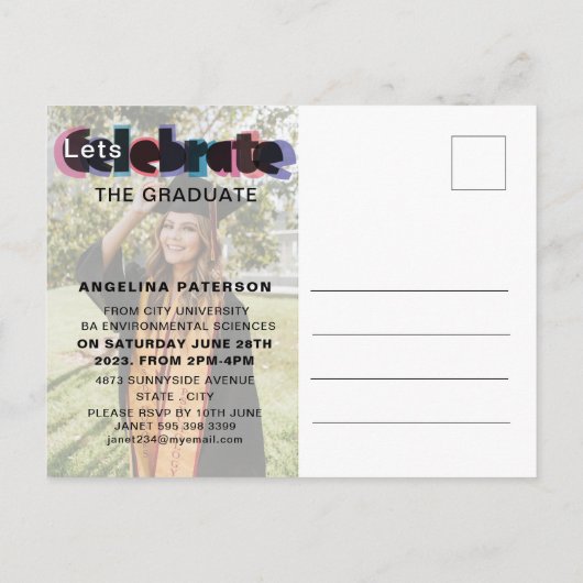 Afstuderen funky Colorful Balloon Uitnodiging Briefkaart (Achterkant)