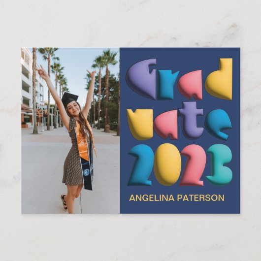 Afstuderen funky Colorful Balloon Uitnodiging Briefkaart (Voorkant)