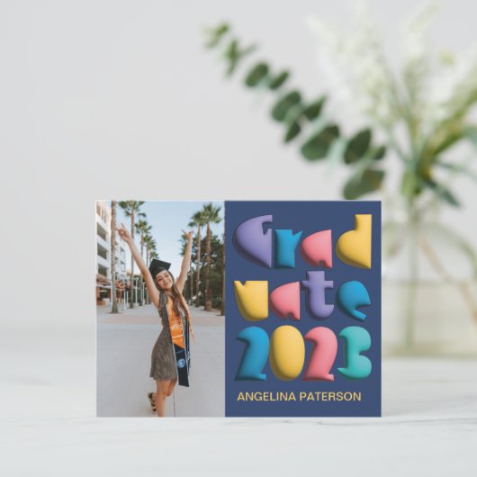 Afstuderen funky Colorful Balloon Uitnodiging Briefkaart (Staand voorkant)