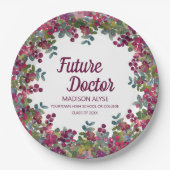 Afstuderen Future Doctor Paars Floral Papieren Bordje (Voorkant)