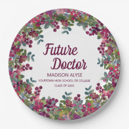 Afstuderen Future Doctor Paars Floral Papieren Bordje