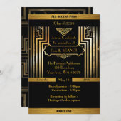 Afstuderen, Gatsby stijl, ticket, zwart goud Kaart (Voorkant / Achterkant)