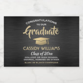 Afstuderen geborsteld zwart goud en witte mini ges sparkling wijnetiket (Enkel label)