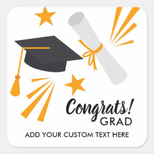 Afstuderen gecomprimeerd Afstudeerder Pet Diploma Vierkante Sticker