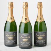 Afstuderen gecomprimeerd Chalkboard Black Gold & W Sparkling Wijnetiket (Flessen)