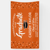 Afstuderen gecomprimeerd Confetti Oranje wit en zw Spandoek (Verticaal)