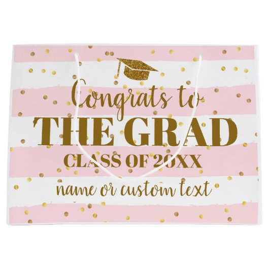 Afstuderen geconfectioneerd Afstudeerder Gold Glit Groot Cadeauzakje (Voorkant)