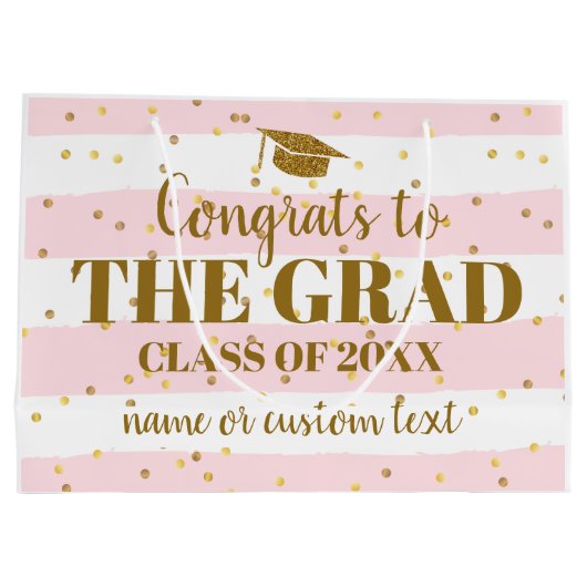 Afstuderen geconfectioneerd Afstudeerder Gold Glit Groot Cadeauzakje (Achterkant)