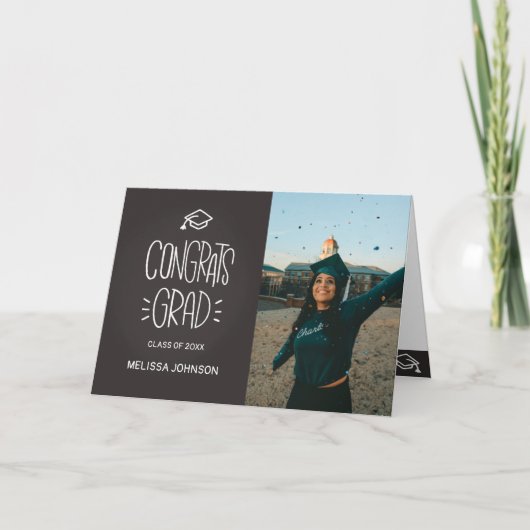Afstuderen Gecongraten Afstudeerder ChalkboardKaar Bedankkaart (Voorkant)