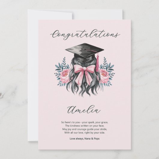 Afstuderen Gedicht Girly Afstudeerder Pet Gefelici Kaart (Voorkant)