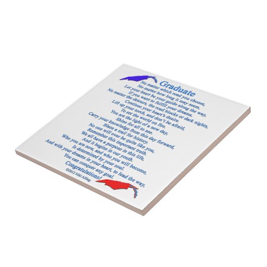 Afstuderen gedicht tegeltje (Zijkant)