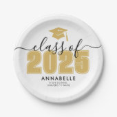 Afstuderen geel afstudeerfeest papieren bordje (Voorkant)