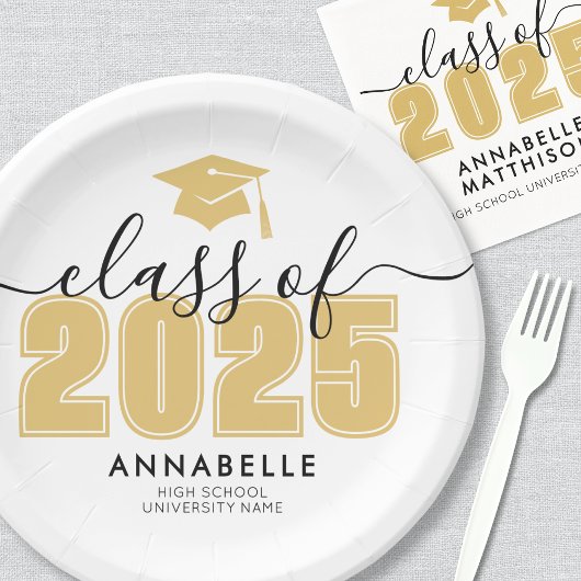 Afstuderen geel afstudeerfeest papieren bordje